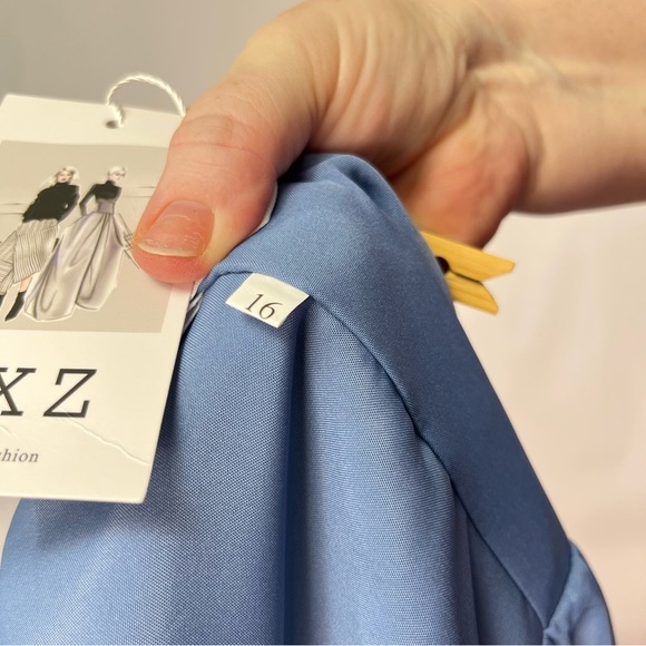 Big Kids Girls Blue Satin Formal Dress Gown Sz 16 NWT - Picture 3 of 4